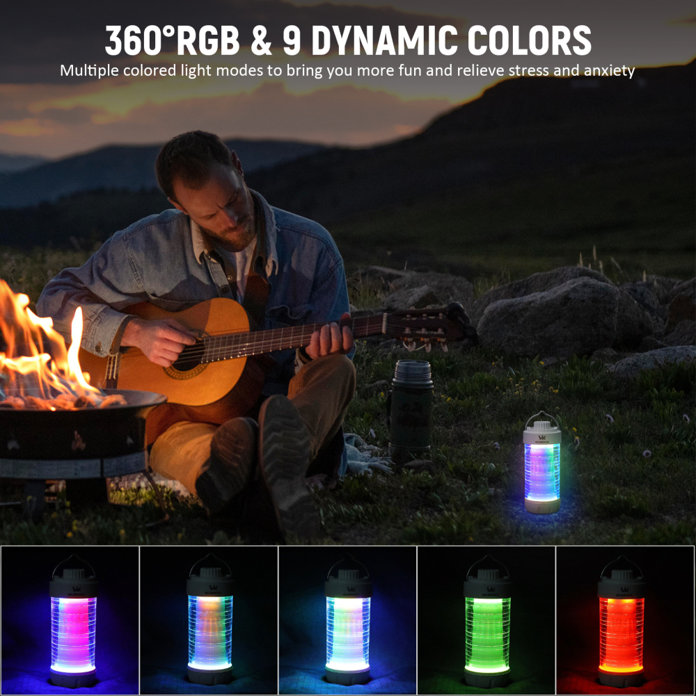 Lampa kempingowa Wurkkos CL01 z haczykiem i akumulatorem 21700 (może służyć również jako powerbank) z designem RGB i magnetyczną nasadką na imprezę kempingową