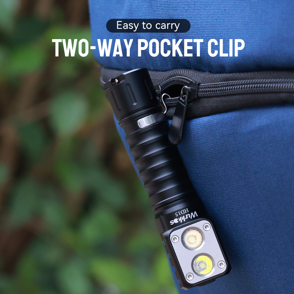 Wurkkos HD15 Podwójna lampa czołowa LED 2000lm 18650, IPX8