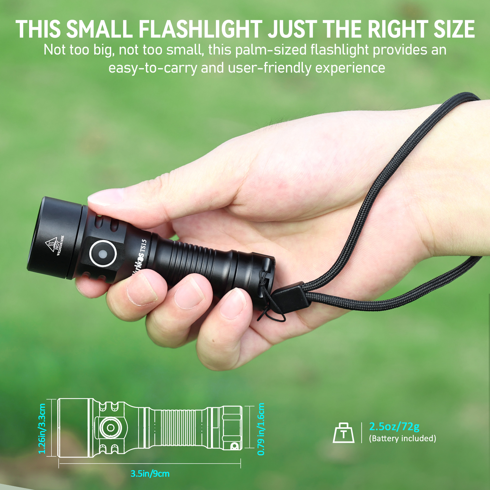 Wurkkos TS15 Mini latarka, akumulatorowa, 900 lm, 401 m, bateria 14500 mAh, IP68
