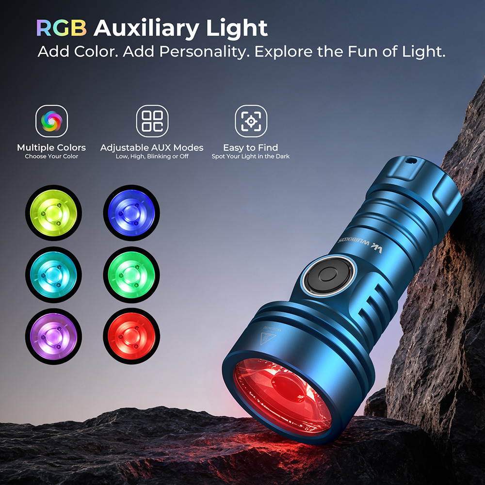 WURKKOS TS11 V2 Latarka kieszonkowa 1600 lm 500 m  RGB Anduril 2.0 USB-C