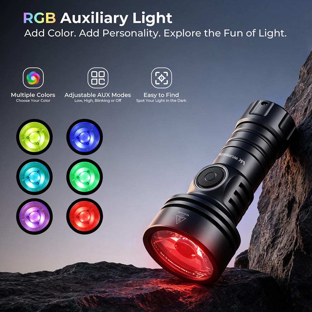 WURKKOS TS11 V2 Latarka kieszonkowa 1600 lm 500 m  RGB Anduril 2.0 USB-C