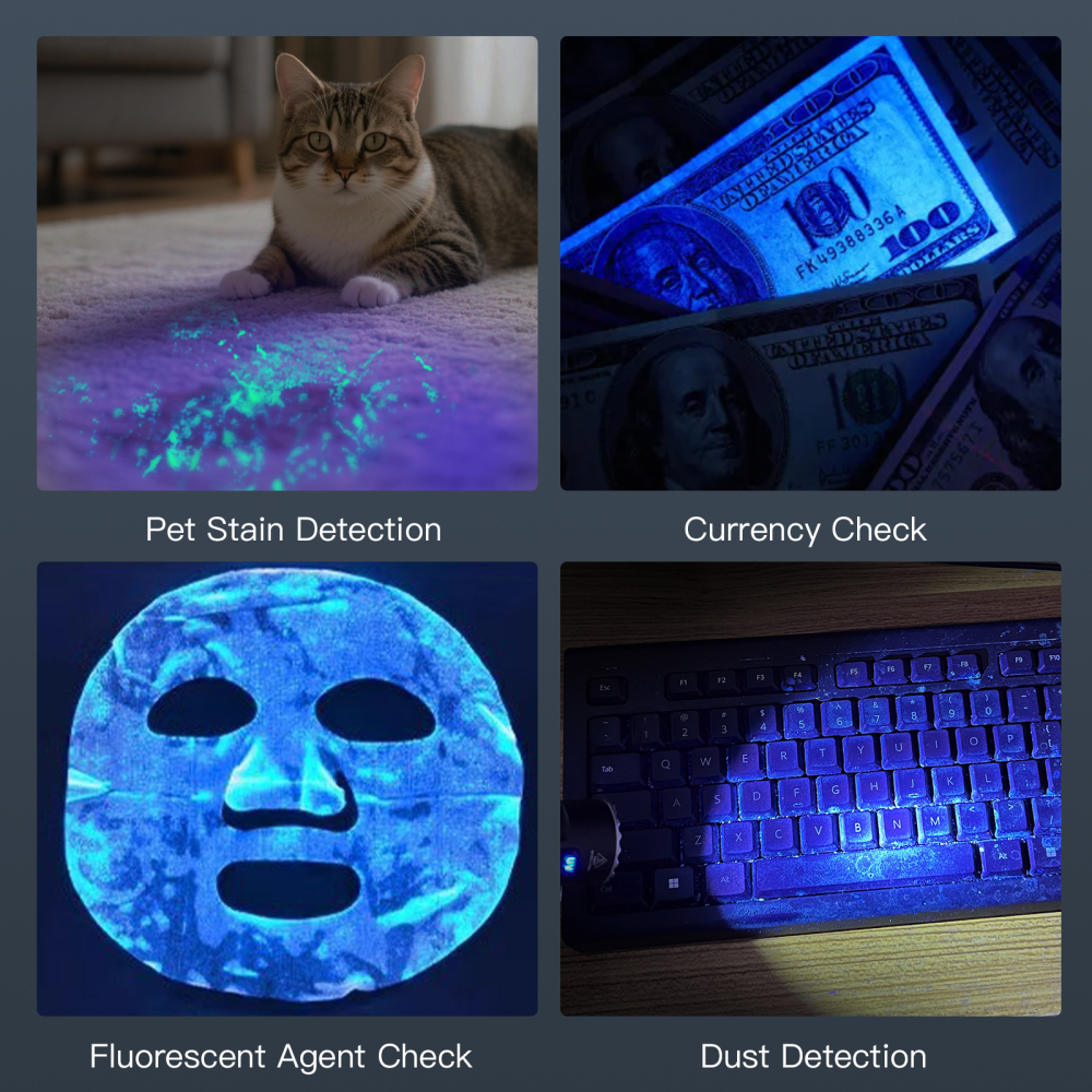 Sofirn SR23 3300LM przenośna latarka: połączenie białego światła i promieniowania UV 365 nm, wyposażona w akumulator 21700, ładowanie przez USB-C, wodoodporność IP68, odpowiednia do biwakowania, pieszych wędrówek i testowania.