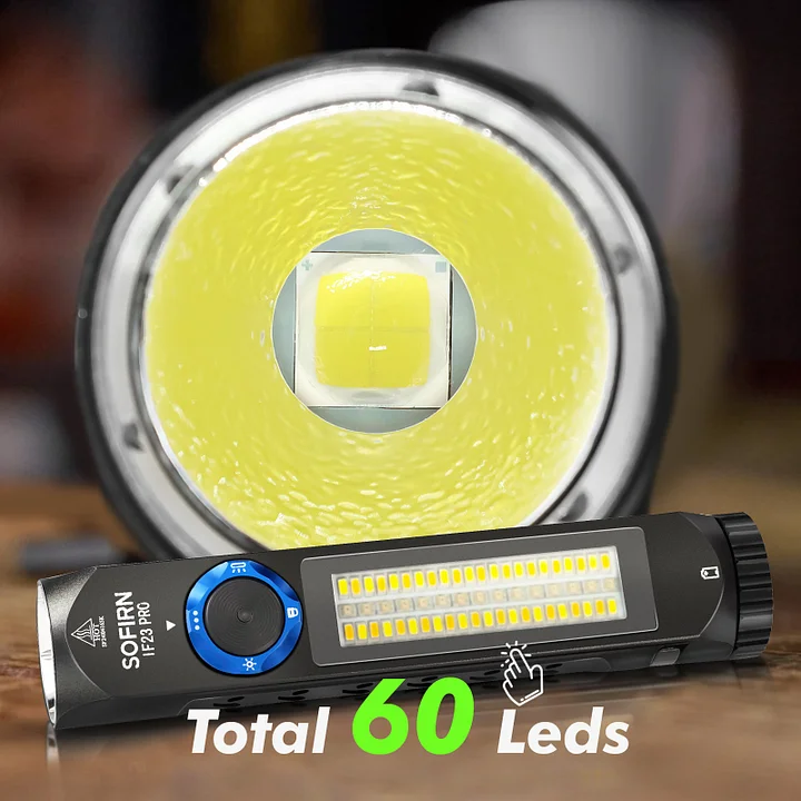 Mocna latarka EDC Sofirn IF23 PRO 5000LM emituje białe światło oraz efekty świetlne RGB, obsługuje ładowanie przez USB-C oraz ładowanie zwrotne i doskonale nadaje się do użytku na kempingu, podczas pieszych wędrówek i aktywności na świeżym powietrzu.