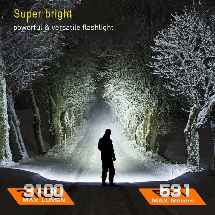 Sofirn C8L Bardzo jasna, ładowalna latarka taktyczna wyposażona w najnowszą diodę LED CREXHP5ODHi i inteligentną technologię ATR. Wodoodporna (IPX8) do pieszych wędrówek, patrolowania i samoobrony.