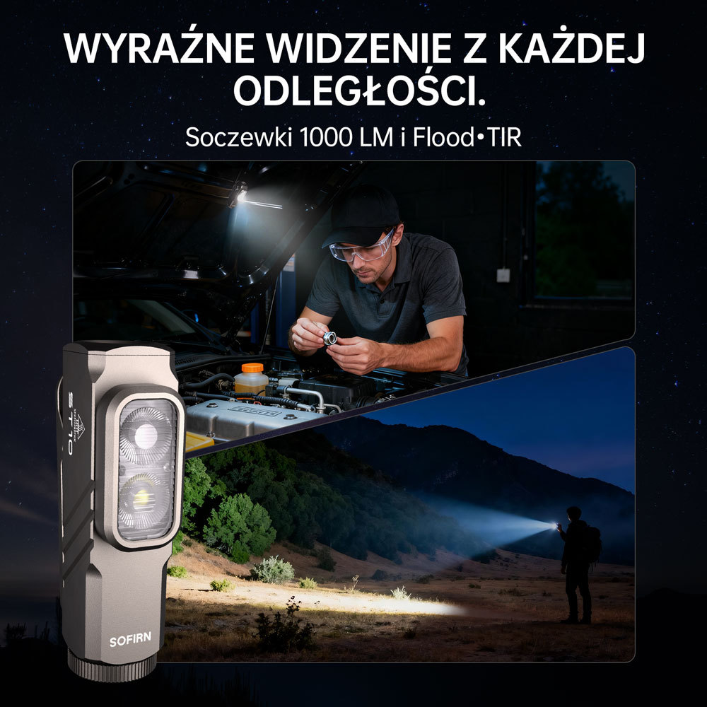 SOFIRN ST10 Latarka EDC o mocy 1000 lm z klipsem magnetyczna ładowalna wodoodporna IPX6