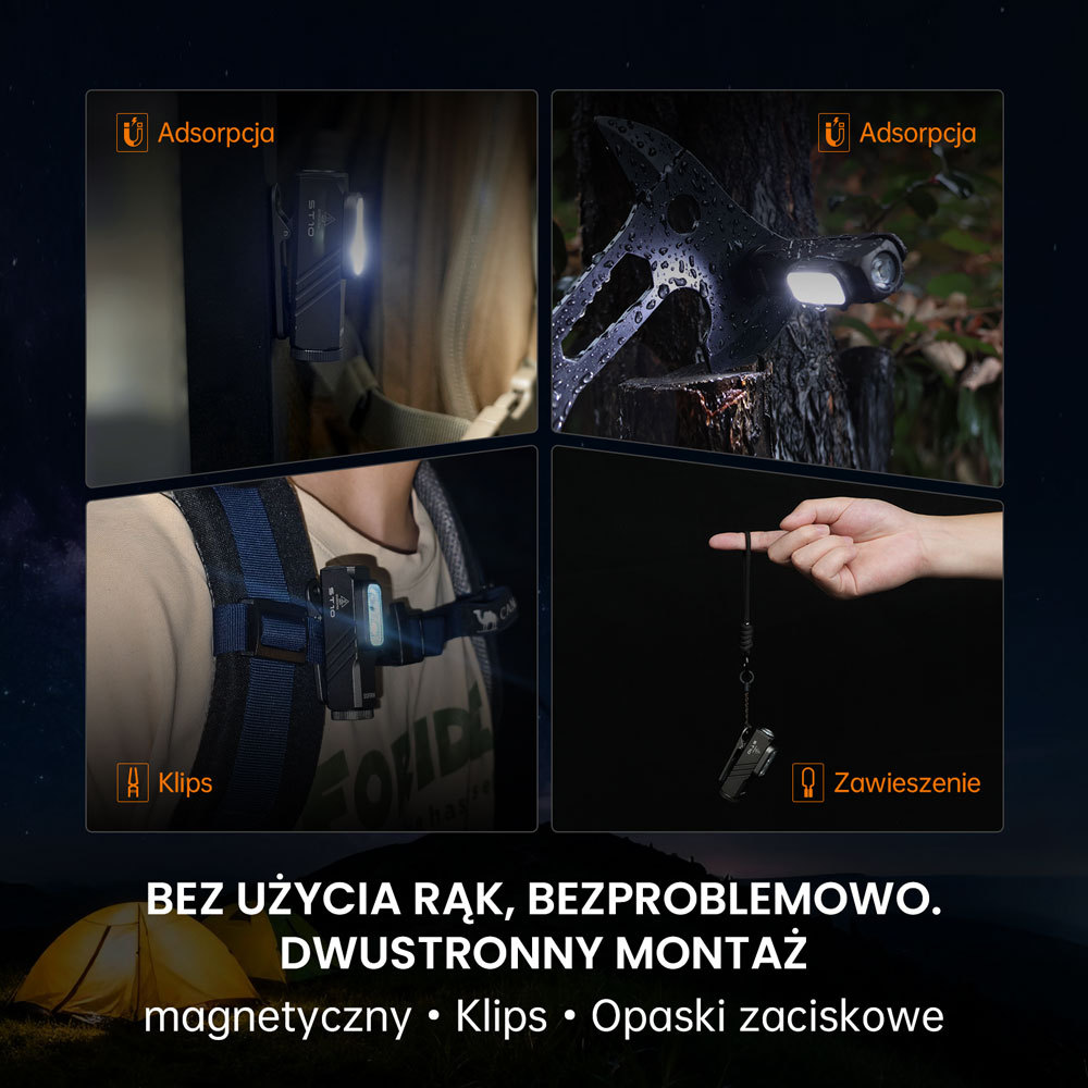 SOFIRN ST10 Latarka EDC o mocy 1000 lm z klipsem magnetyczna ładowalna wodoodporna IPX6