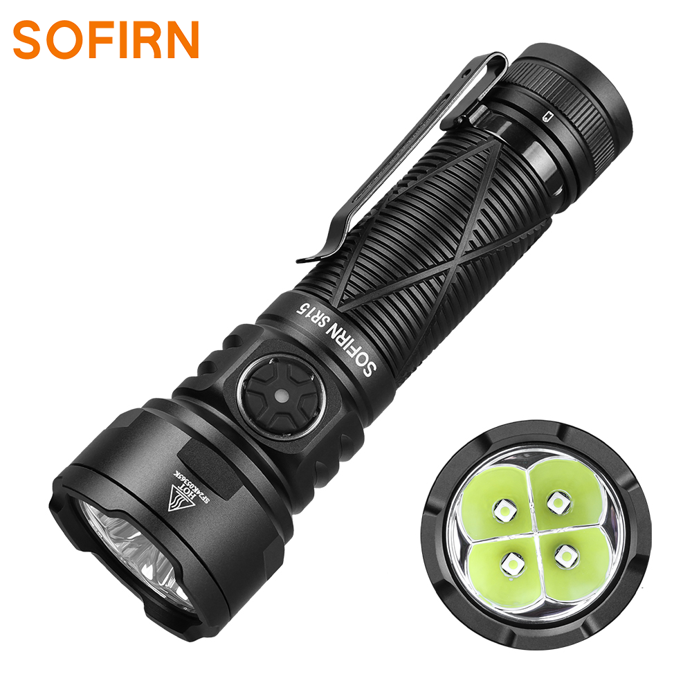 SOFIRN SR15 Latarka LED, 4500 lm, zasięg 510 m, ładowalna, z magnetycznym ogonem, IP68