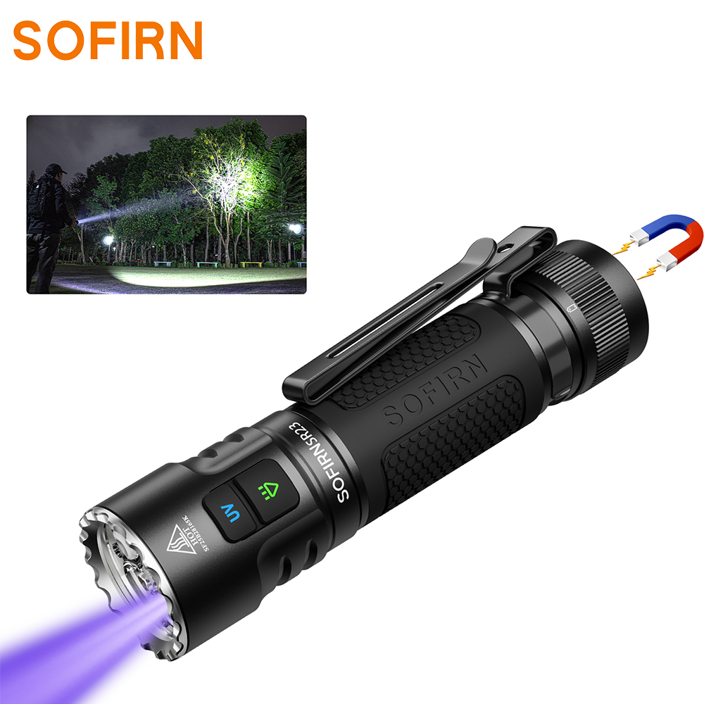 SOFIRN SR23 Latarka , 3300 lm (biała/UV), akumulator 21700, ładowalny