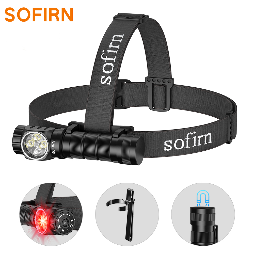 SOFIRN HS43 Latarka czołowa, 3200 lm, białe i czerwone światło, bateria 21700, IP66