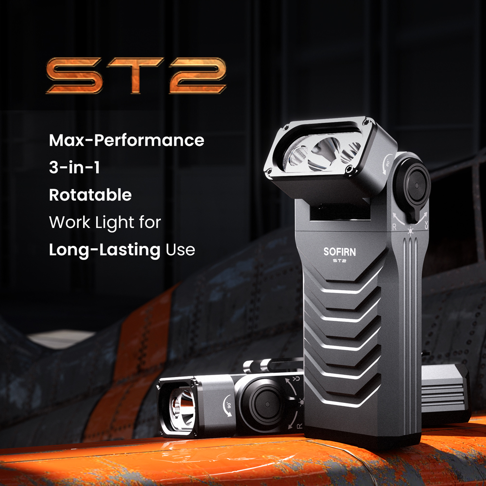 Sofirn ST2 Latarka obrotowa 3000LM z czerwoną lampą UV i akumulatorem 18650，IPX6
