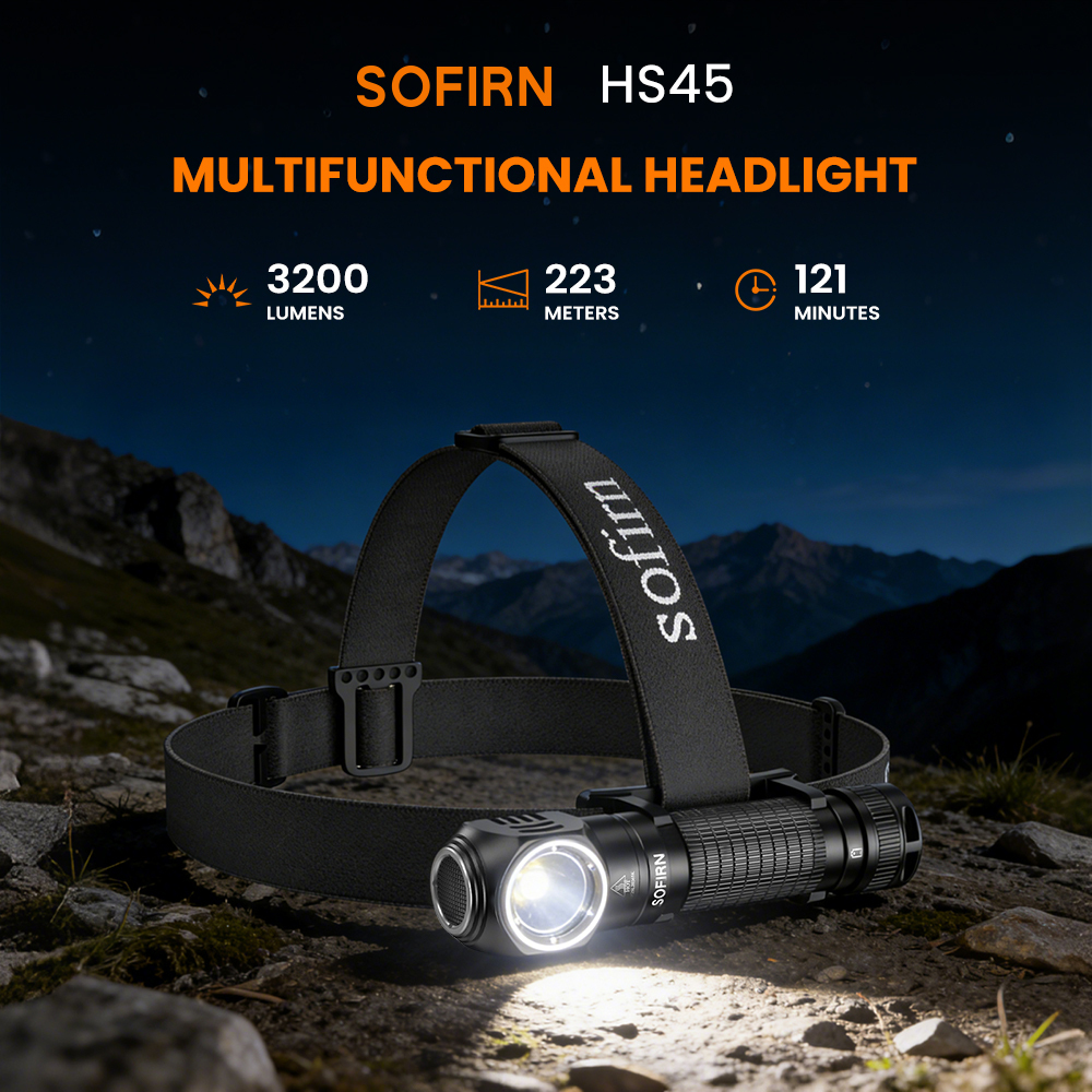 Latarka czołowa Sofirn HS45, 3200 lm, zasięg 223 m, z systemem chłodzenia，21700