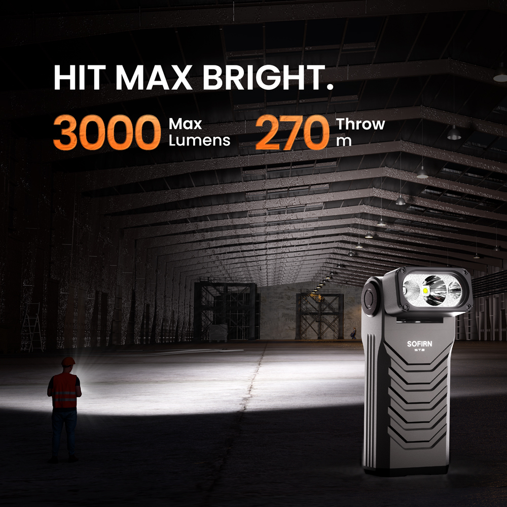 Sofirn ST2 Latarka obrotowa 3000LM z czerwoną lampą UV i akumulatorem 18650，IPX6