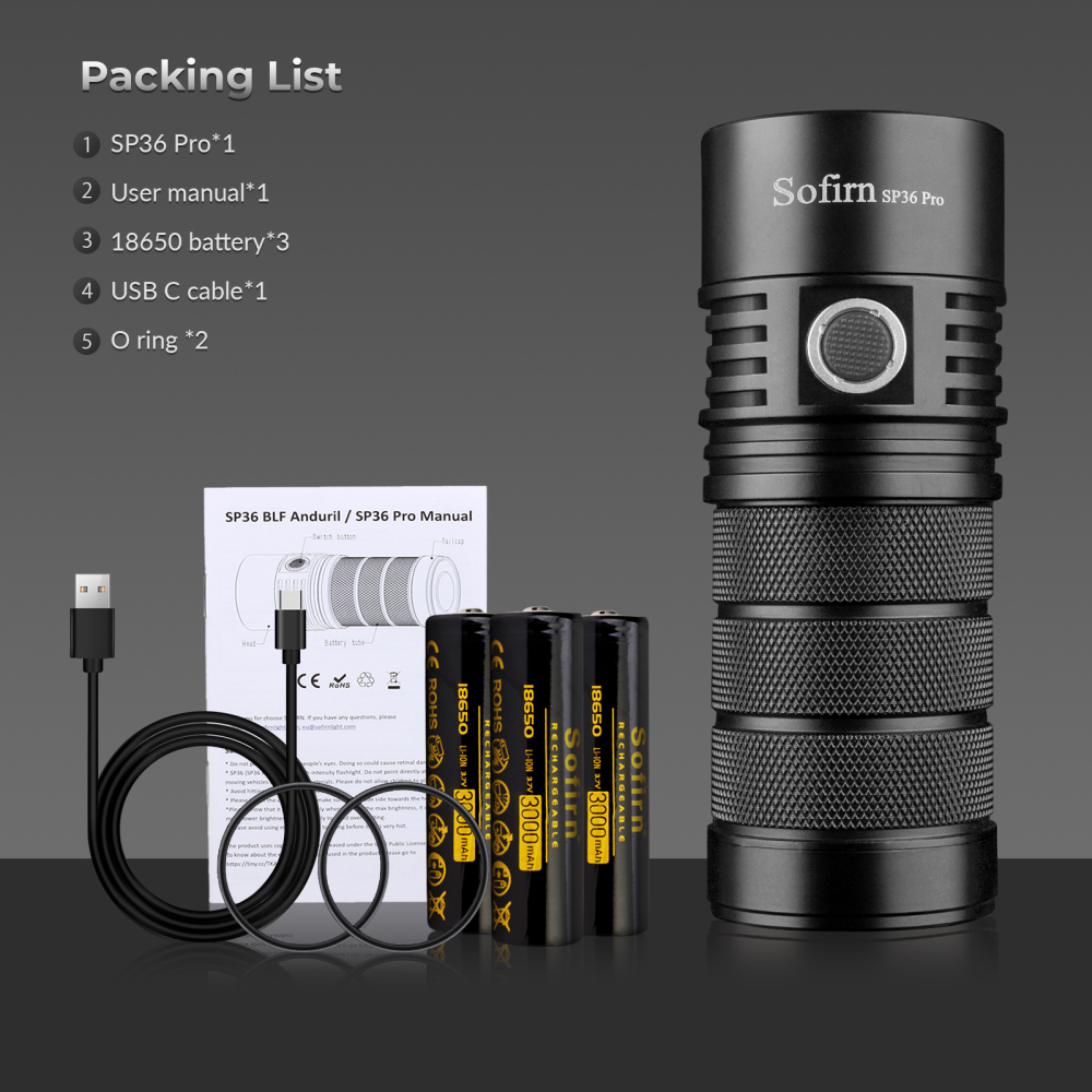 SOFIRN SP36 PRO Latarka akumulatorowa o wysokiej jasności 8000 lm, IPX8, Anduril