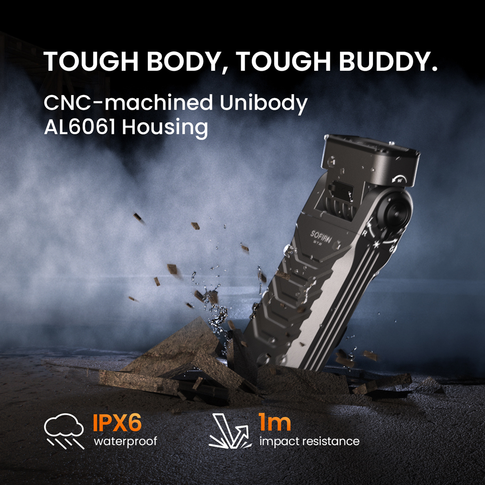 Sofirn ST2 Latarka obrotowa 3000LM z czerwoną lampą UV i akumulatorem 18650，IPX6