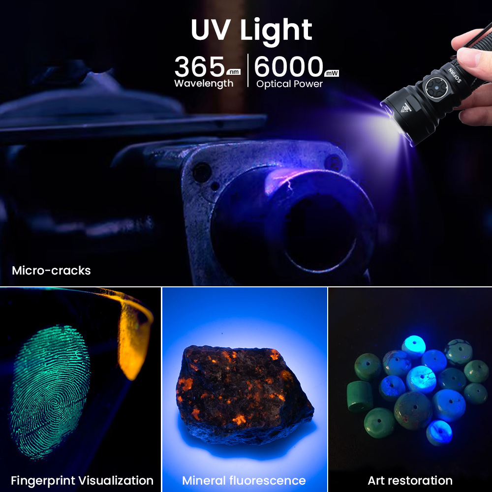 SOFIRN SR15UV Latarka akumulatorowa 365 nm, IPX8, z magnesem