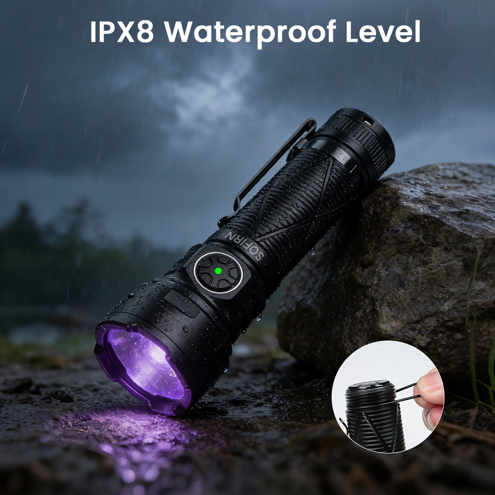 SOFIRN SR15UV Latarka akumulatorowa 365 nm, IPX8, z magnesem