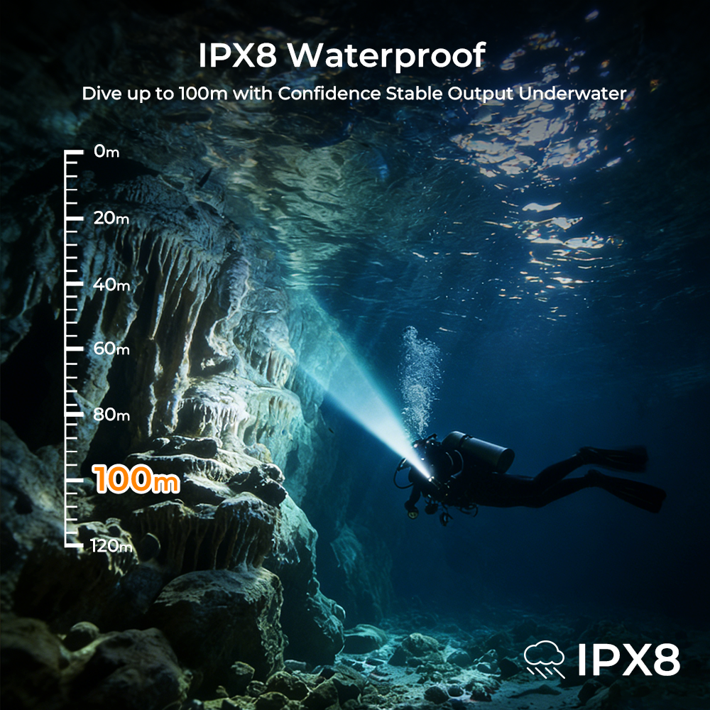 SOFIRN SD11 Latarka nurkowa o dużej intensywności świecenia 5000 lm, 244 m, IPX8, z czerwonym światłem