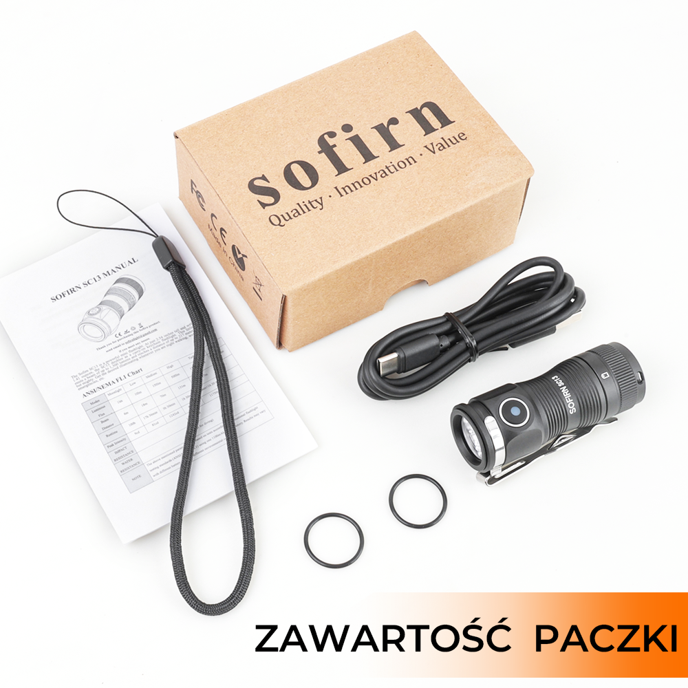 SOFIRN SC13 Latarka, 1300 lm, akumulator 18350, IP68, ładowanie przez USB-C