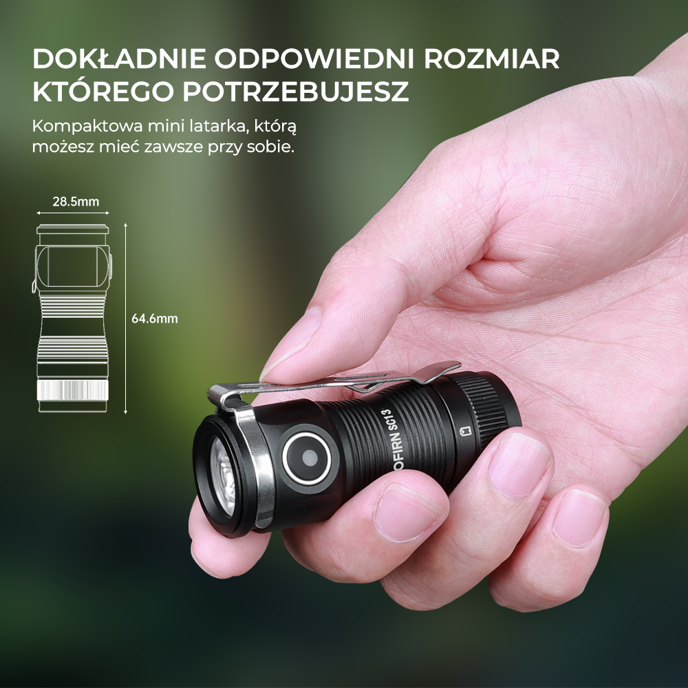 SOFIRN SC13 Latarka, 1300 lm, akumulator 18350, IP68, ładowanie przez USB-C
