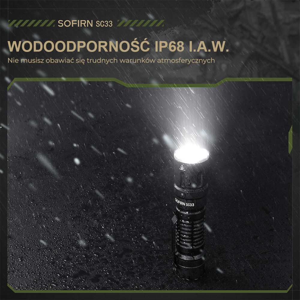 SOFIRN SC33 Latarka EDC o dużej jasności, 5200 lm, akumulator 21700, 327m, IPX8