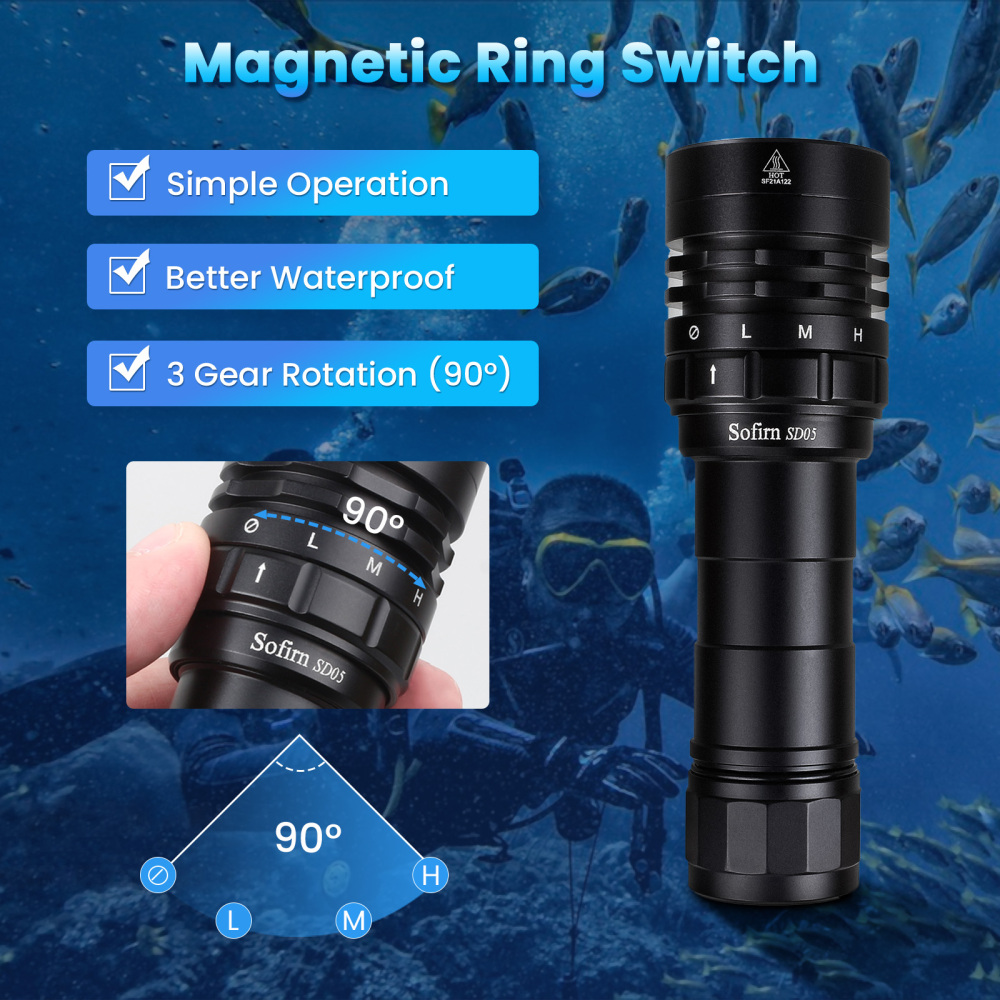 SOFIRN SD05 Latarka nurkowa 3000 lm, 270 m, IPX8, akumulator