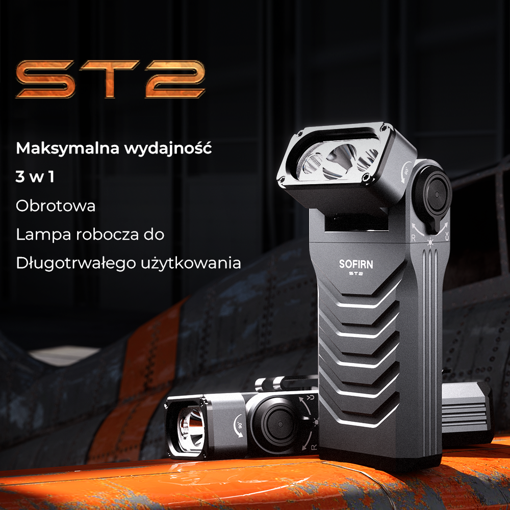 Sofirn ST2 Latarka obrotowa 3000LM z czerwoną lampą UV i akumulatorem 18650，IPX6
