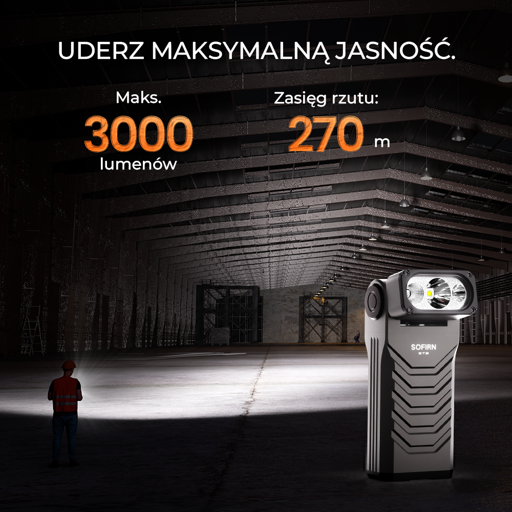 Sofirn ST2 Latarka obrotowa 3000LM z czerwoną lampą UV i akumulatorem 18650，IPX6