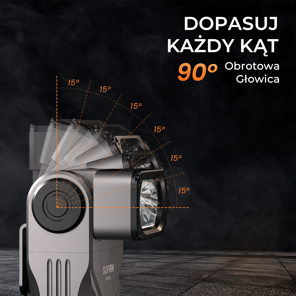 Sofirn ST2 Latarka obrotowa 3000LM z czerwoną lampą UV i akumulatorem 18650，IPX6