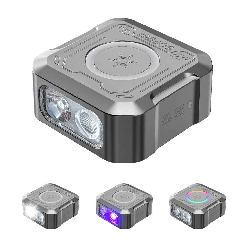 Sofirn SE1 – Miniaturowa latarka EDC na kluczyki | 300lm | 3 źródła światła (białe + UV 395nm + RGB) | IPX5 | USB-C