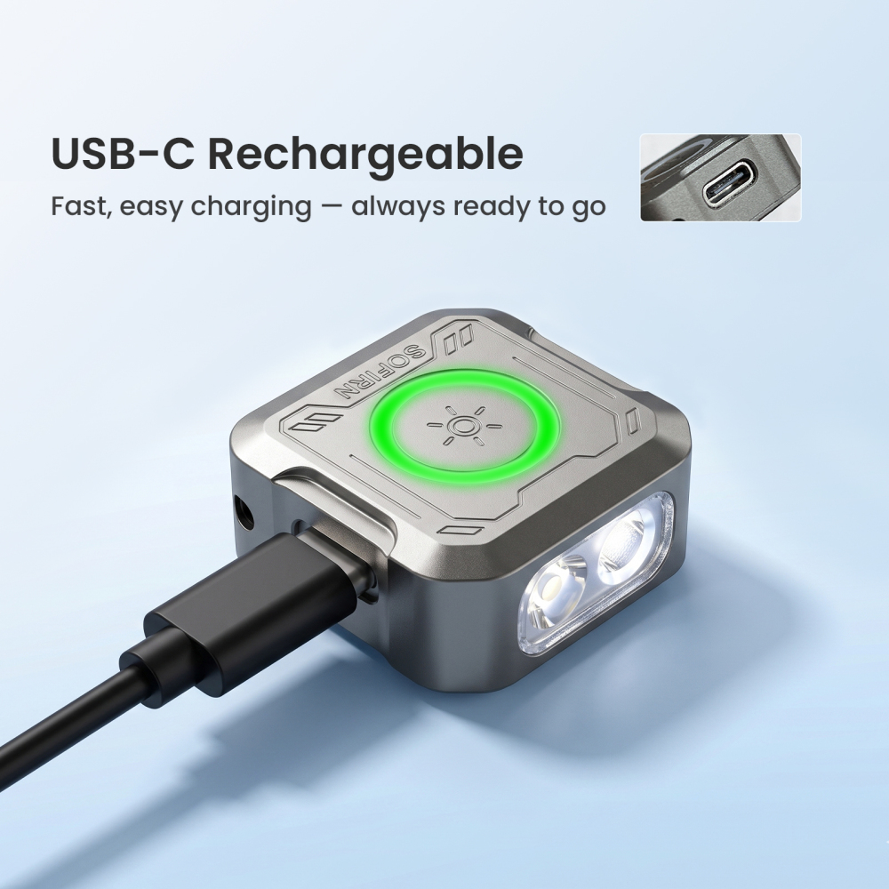 Sofirn SE1 – Miniaturowa latarka EDC na kluczyki | 300lm | 3 źródła światła (białe + UV 395nm + RGB) | IPX5 | USB-C