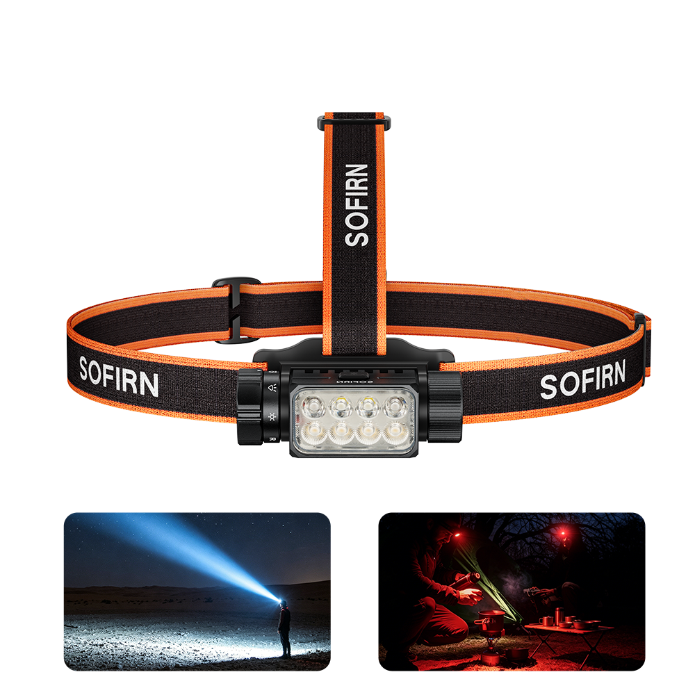SOFIRN HS23 Latarka Czołowa 3320 Lumenów Ładowanie USB-C Reflektor Rozproszony IPX6 Wodoodporna