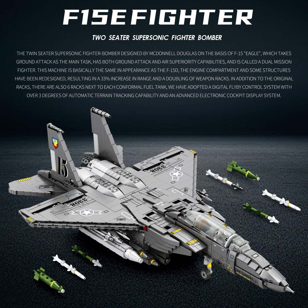 F-15E Strike Eagle Fighter Jet Building Set