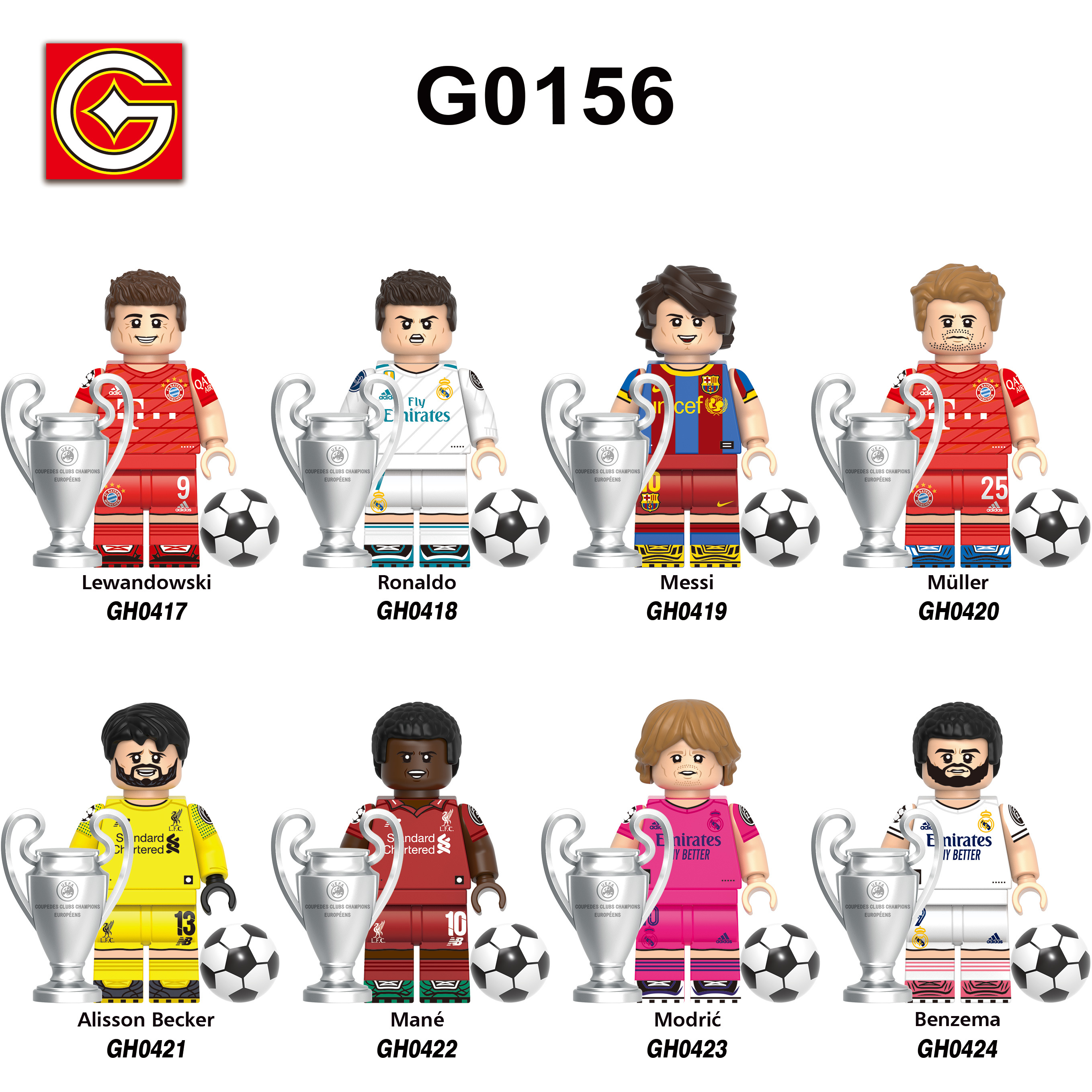Football Soccer Superstars Champions League Minifigure Ronaldo Messi Modric G0156