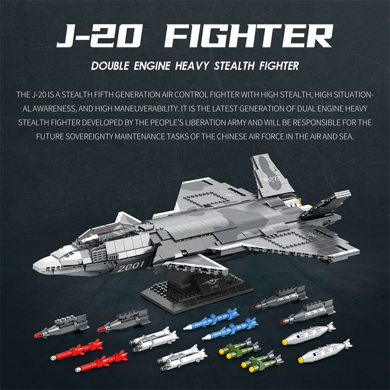 J-20 Mighty Dragon Fighter Jet Building Set