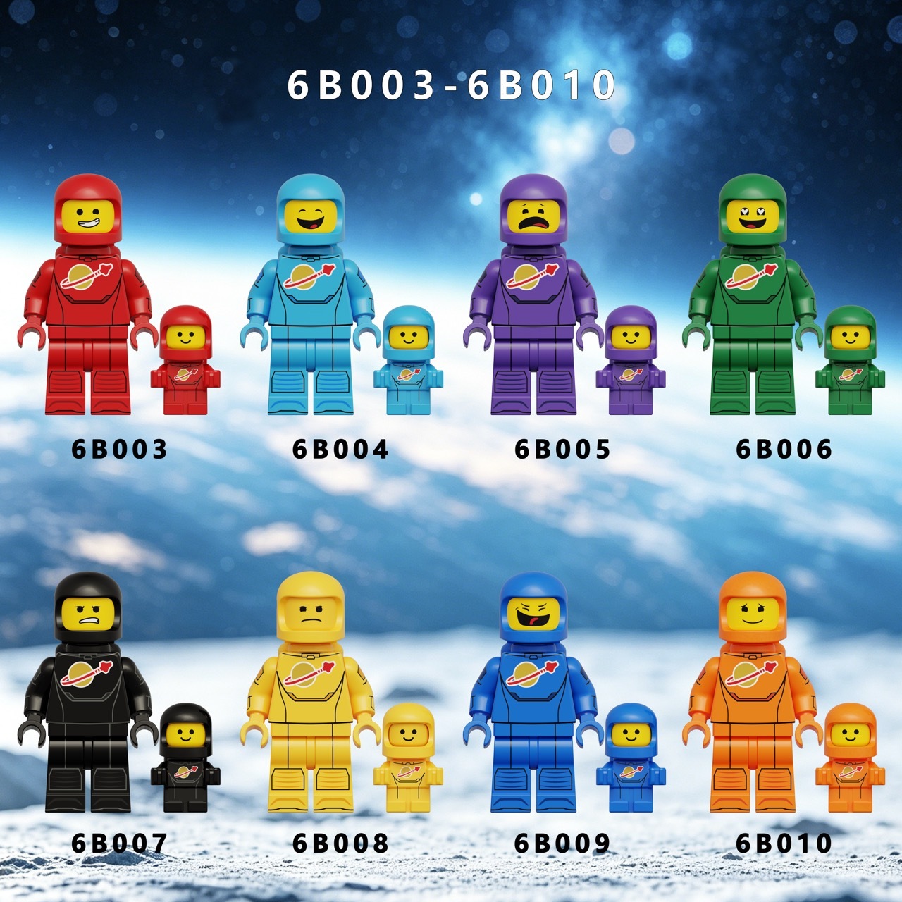 Colorful Astronaut Collectible Minifigures 6B003-6B010