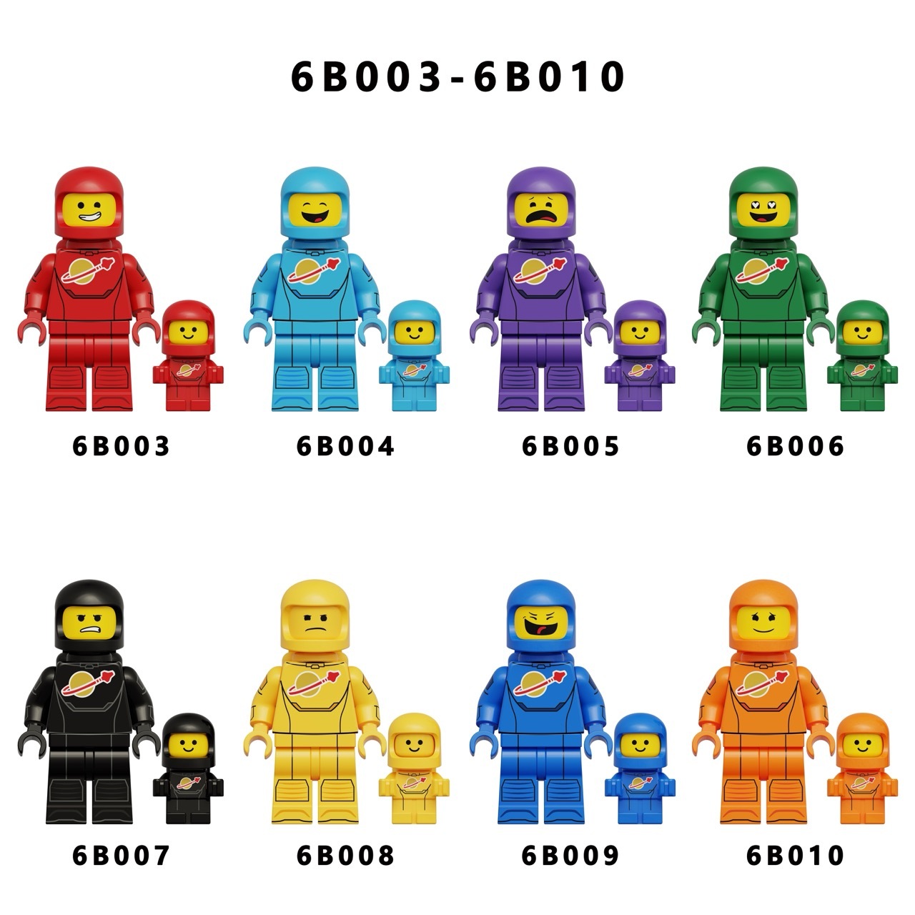 Colorful Astronaut Collectible Minifigures 6B003-6B010