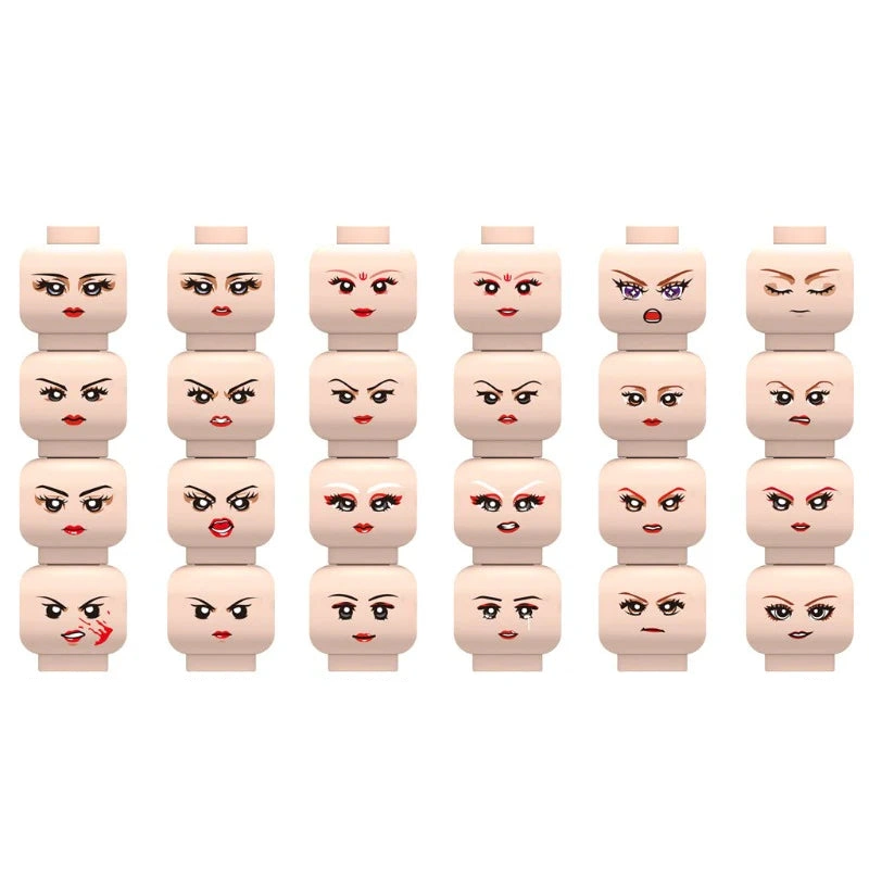 Female Minifigure Heads Expressions Custom Accessory