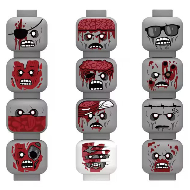 Zombie Minifigure Heads Custom Accessory