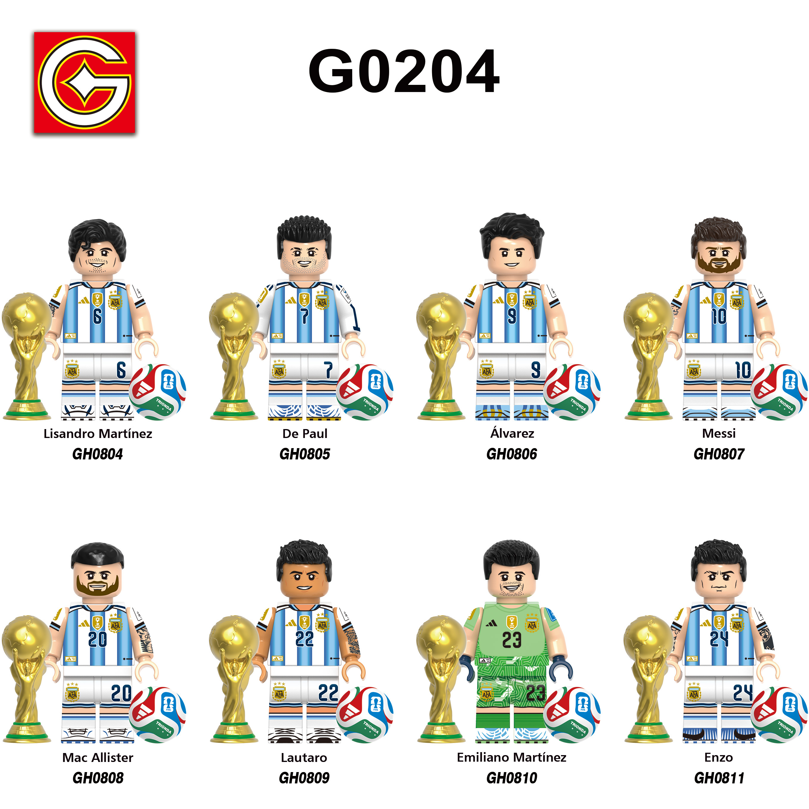 Argentina World Cup Football Soccer Team Minifigures Messi G0204