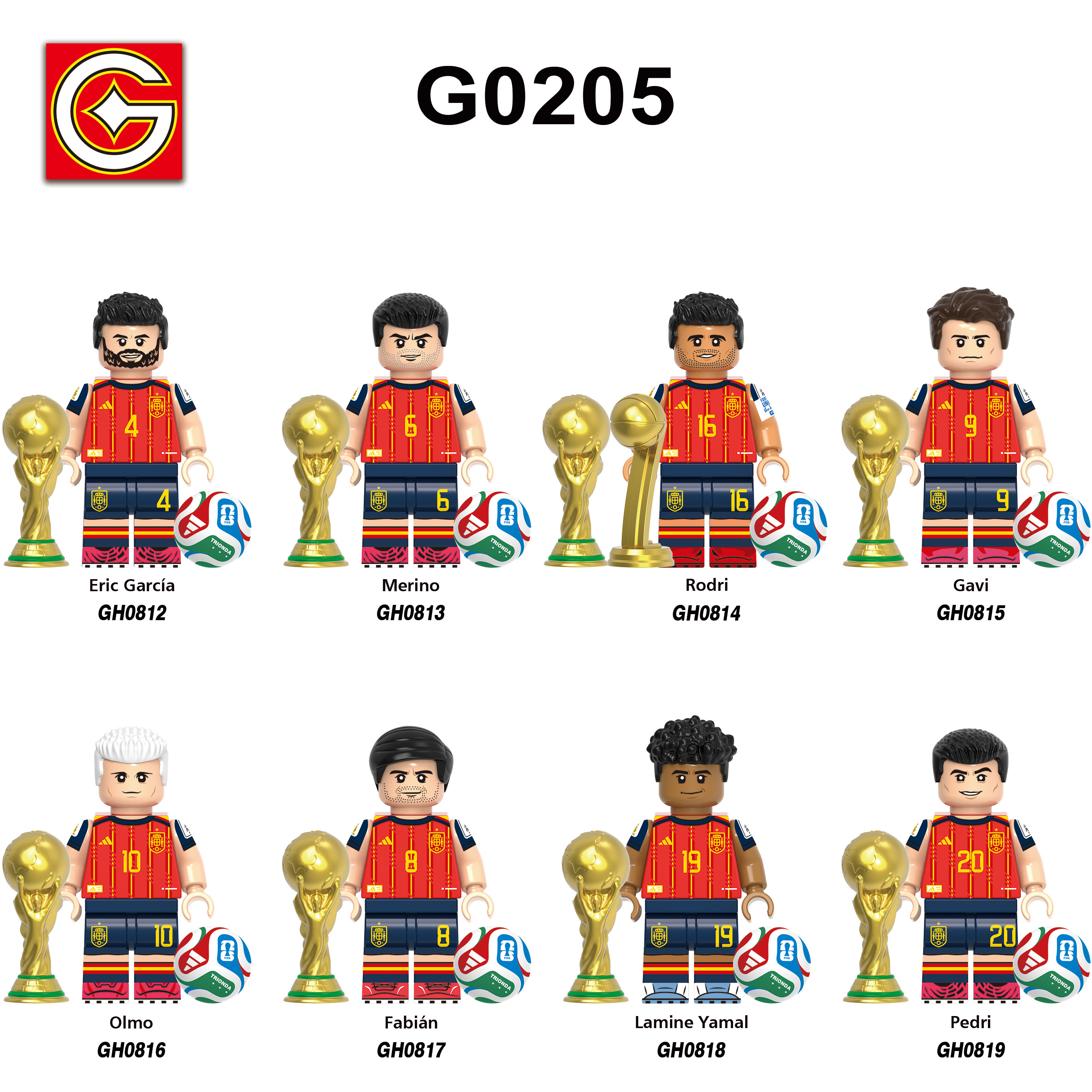 Spain World Cup Football Soccer Team Minifigures Lamine Yamal Rodri G0205
