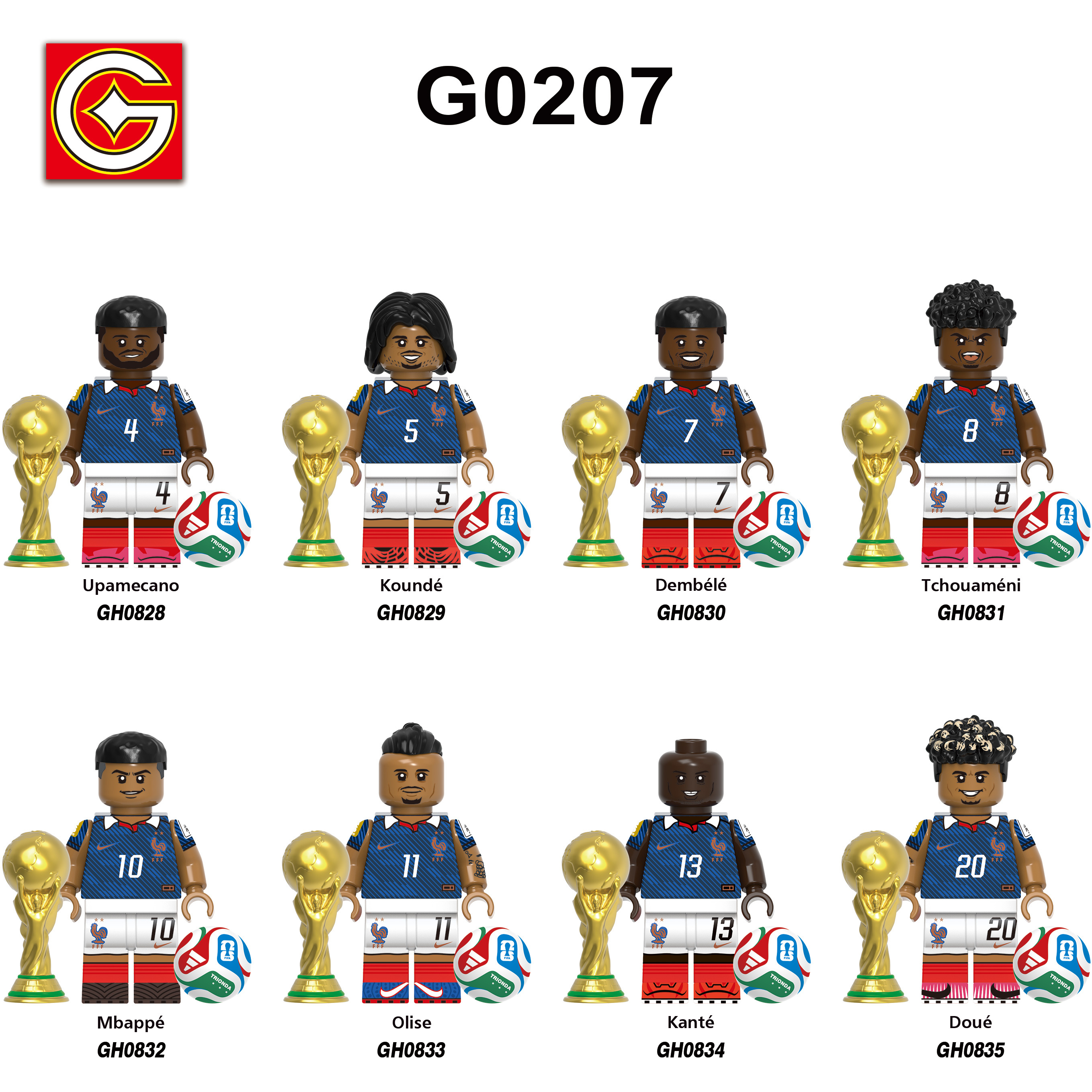 France World Cup Football Soccer Team Minifigures Kylian Mbappé Ousmane Dembélé G0207