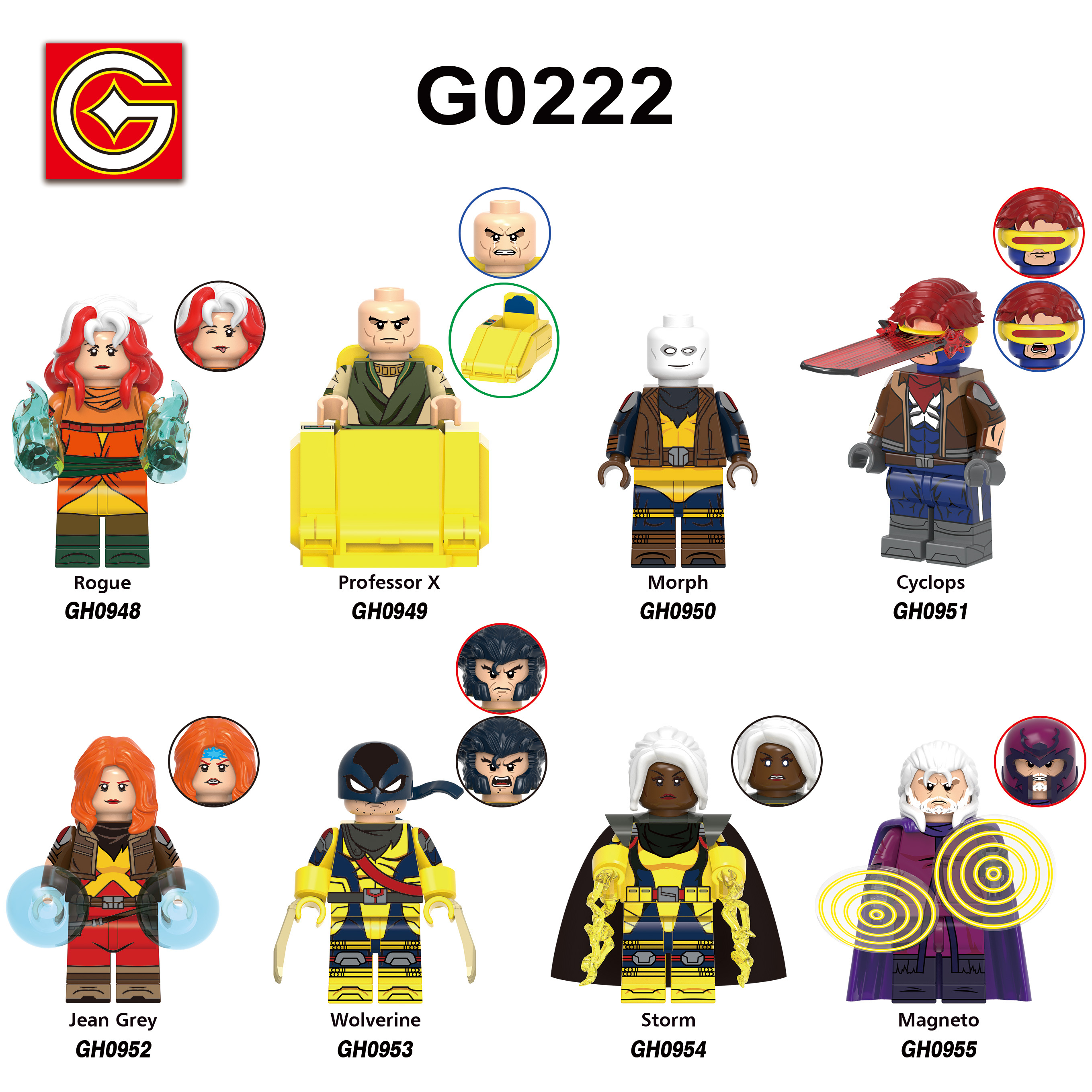 X-Men Marvel Superhero Minifigures Morph Professor X Cyclops Magneto Wolverine G0222