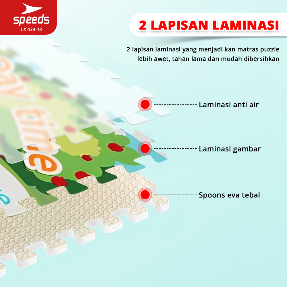 SPEEDS Evamat 30x30cm Matras Puzzle Karpet Puzzle Matras Eva Alas Lantai  Empuk Bermain Anak LX 034-13