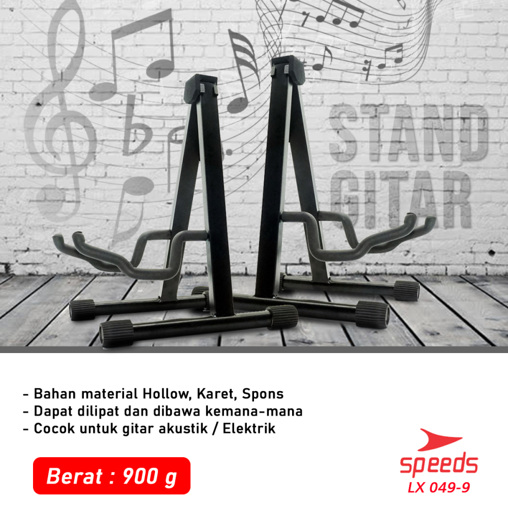SPEEDS Alat Musik Stand Gitar Universal Import Stand Bass Ukulele Model A Lipat Besi Dudukan Gitar 049-9