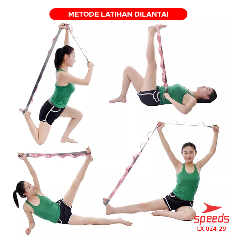 SPEEDS Yoga Strap Yoga Belt Tali Yoga Ring Yoga Stretching Strap Power Band Resistance Band Karet Fitnes Legs Stretch Power Band Olahraga 024-29