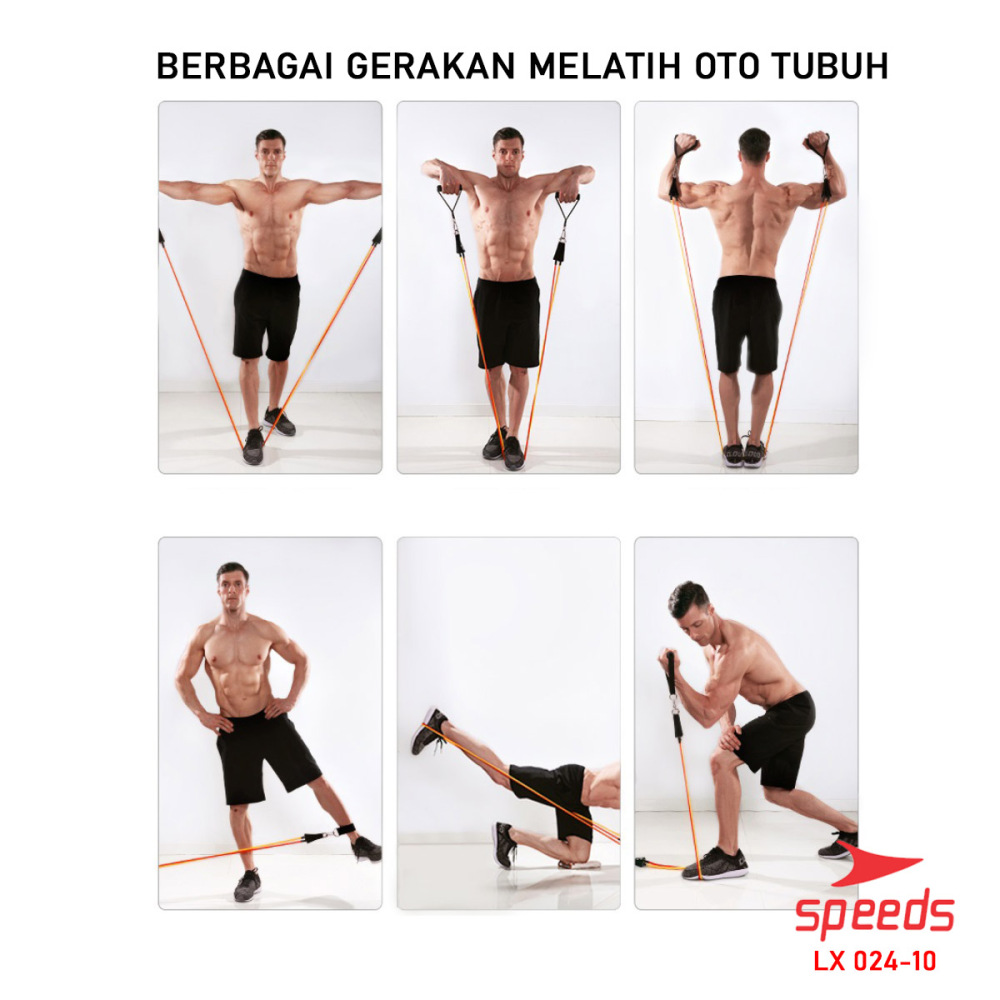 SPEEDS Resistance Bands 11 in 1 Set Tali Pembantu Premium Bands Fitness Gym Power 024-10