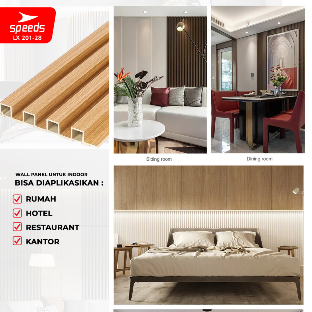 SPEEDS Wallpanel Wood Panel WPC Panel wood Wall panel Composite Dinding Kisi Kisi Kayu Premium LX 201-28
