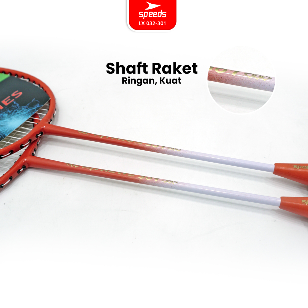 SPEEDS Raket Bulu Tangkis Raket Badminton Original 1 Set isi 2pcs Free Tas Racket 032-301