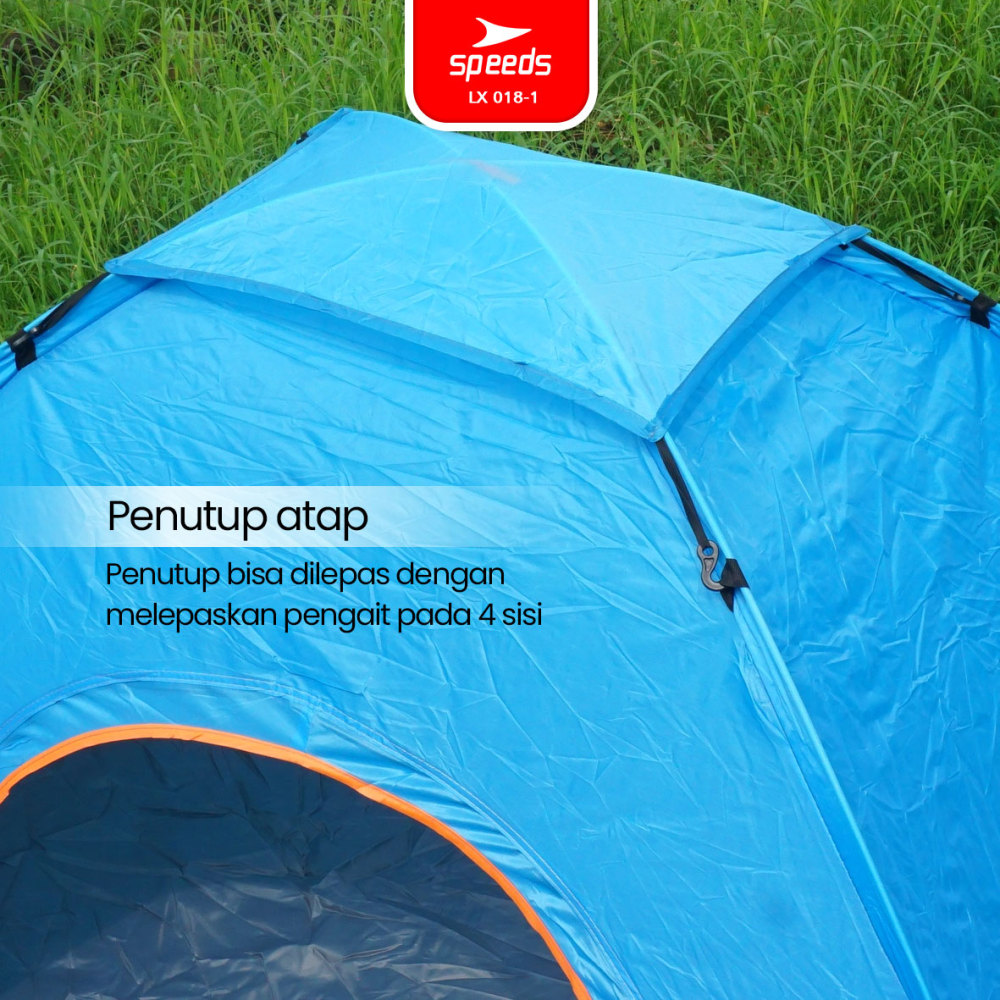 SPEEDS Tenda Camping Biru Kapasitas 1-3 Orang Tenda Otomatis Outdoor & Indoor Tenda Gunung 018-1