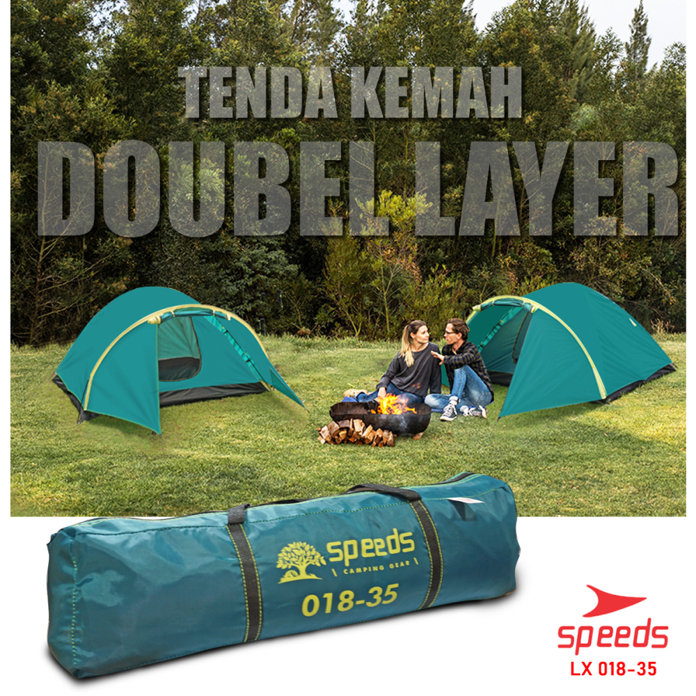 SPEEDS Tenda Camping Lipat Untuk 3-4 Orang Tenda Dome Manual Tenda Gunung Portable Waterproof 018-35
